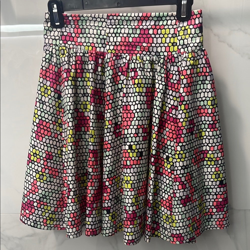 Nanette Lepore Pink and Green Skater Mini Skirt